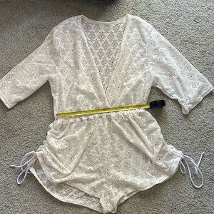 Cream White Swimsuit Cover Up Romper Style